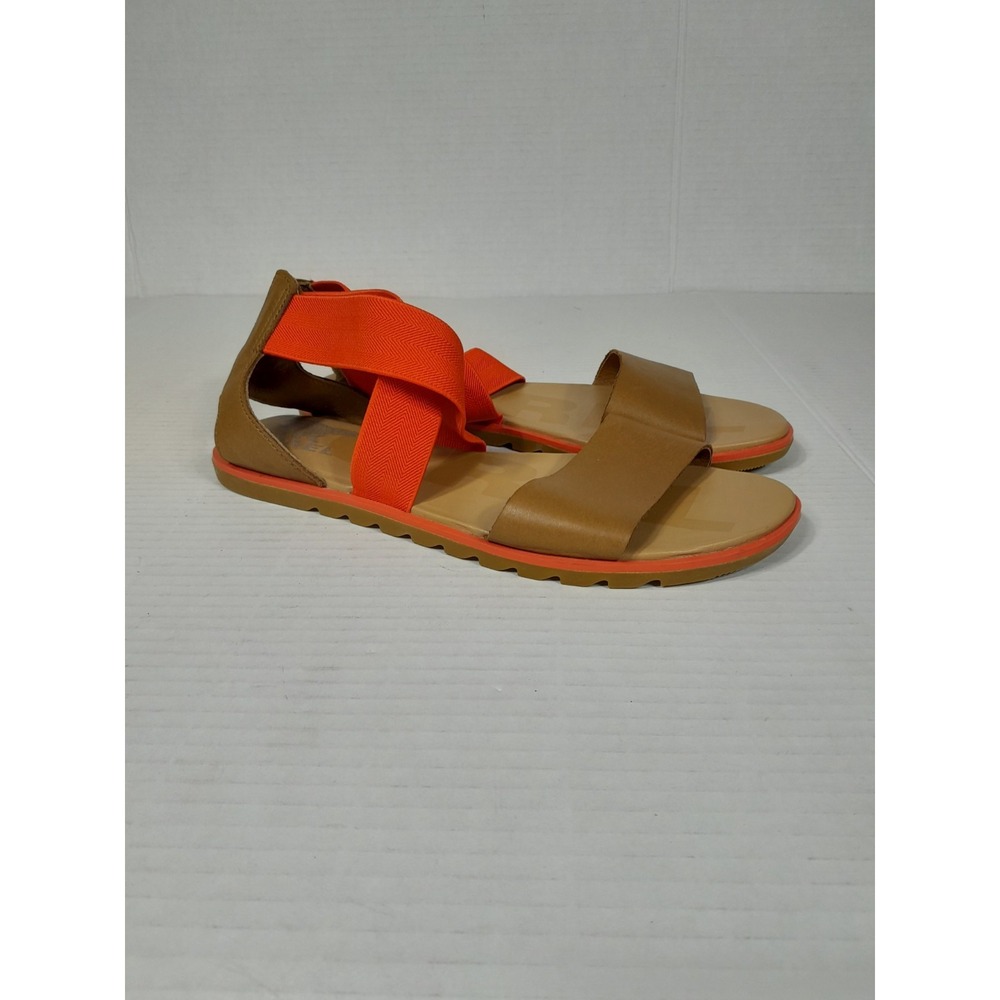SOREL ELLA II FLAT Summer SANDAL   WOMEN Sz 7.5 / Orange  Tan - Picture 2 of 14